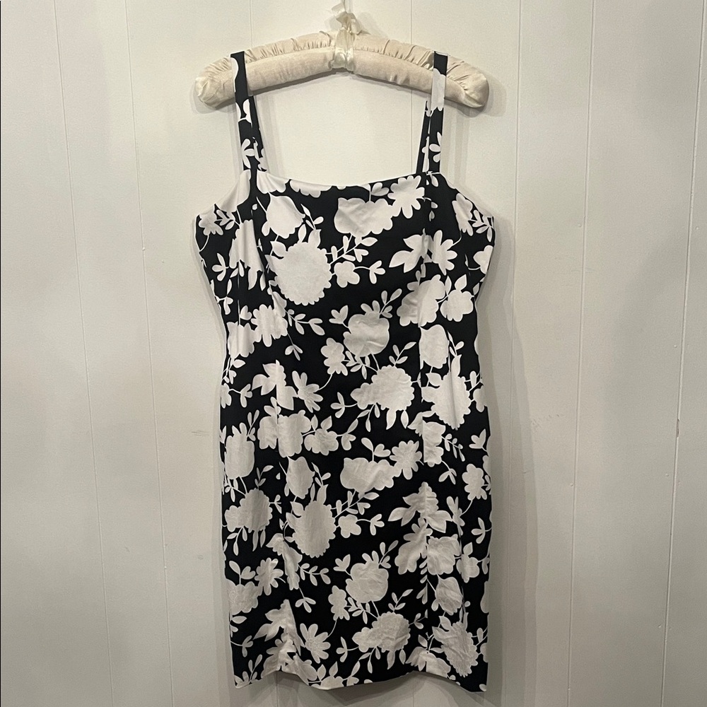 Tahari Black and White Floral Mini Dress